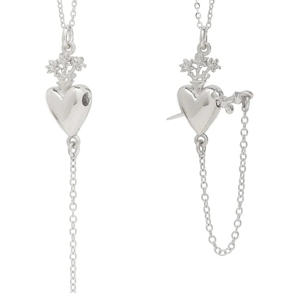 Talon Jewelry SACRED HEART DROP necklace in sterling silver